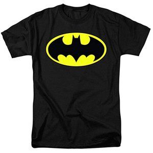 DC COMICS Black Batman Logo Superhero T-shirt | Size XL